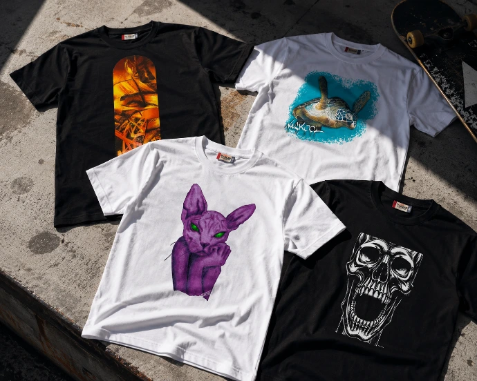 Streetwear T-Shirts von Evilseven mit individuellen Motiven für Skater, Streetwear-Fans und Geschenkideen