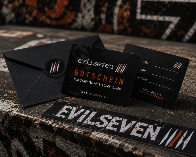 Streetwear Gutschein von Evilseven für T-Shirts, Hoodies, Accessoires und exklusive Designs