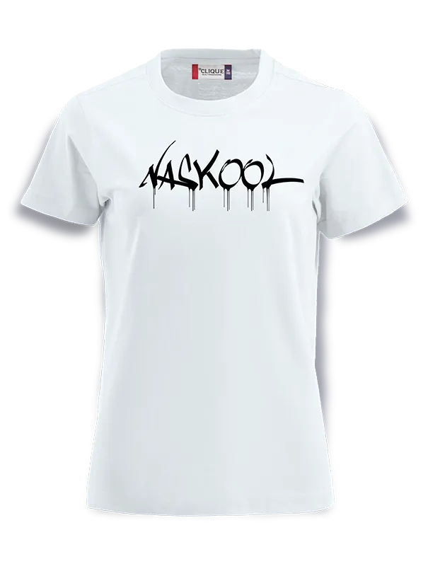 merch naskool L-S / Streetwear Damen T-Shirt (Weiß, S)