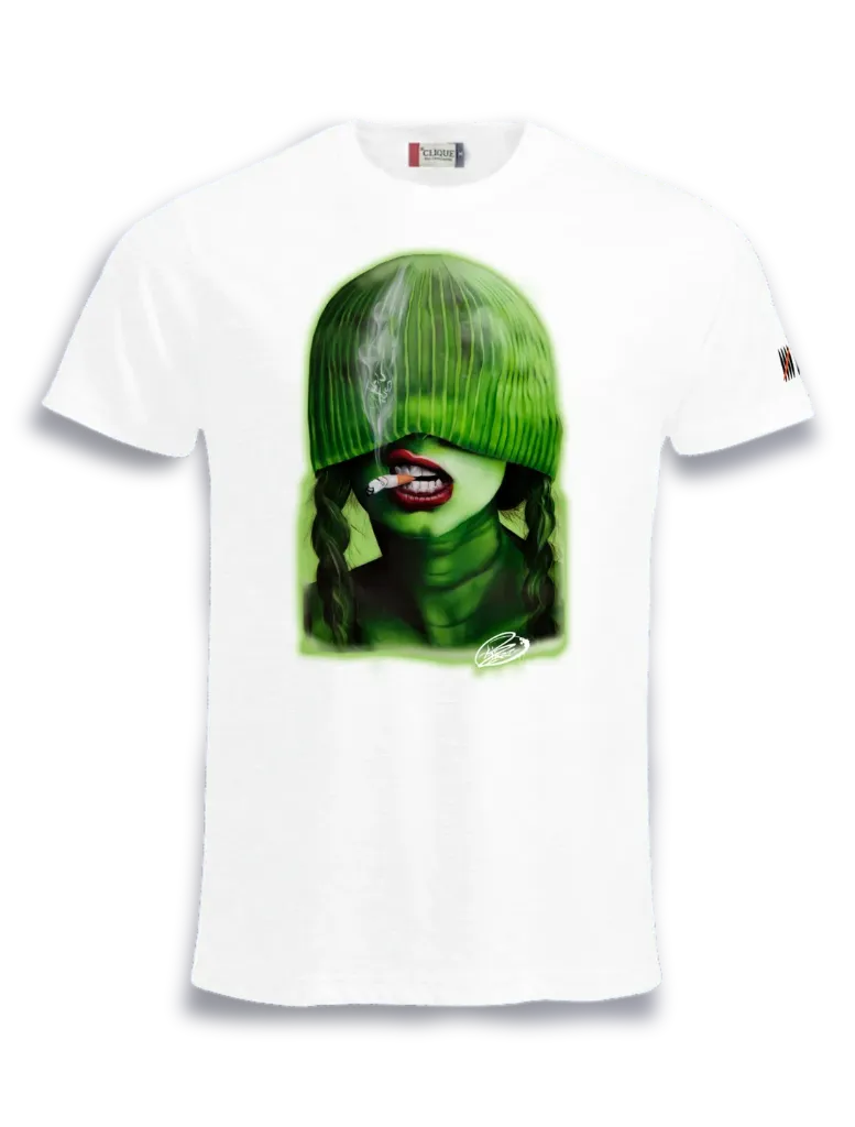 Bad Green Girl M–S / Men’s Streetwear T-Shirt (White, S, Vorderseite)