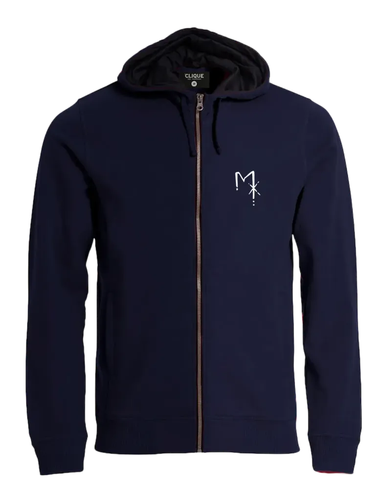 Psychedelic 1 M–HFZ / Men’s Streetwear Full-Zip Hoodie (Dark Blue, S)