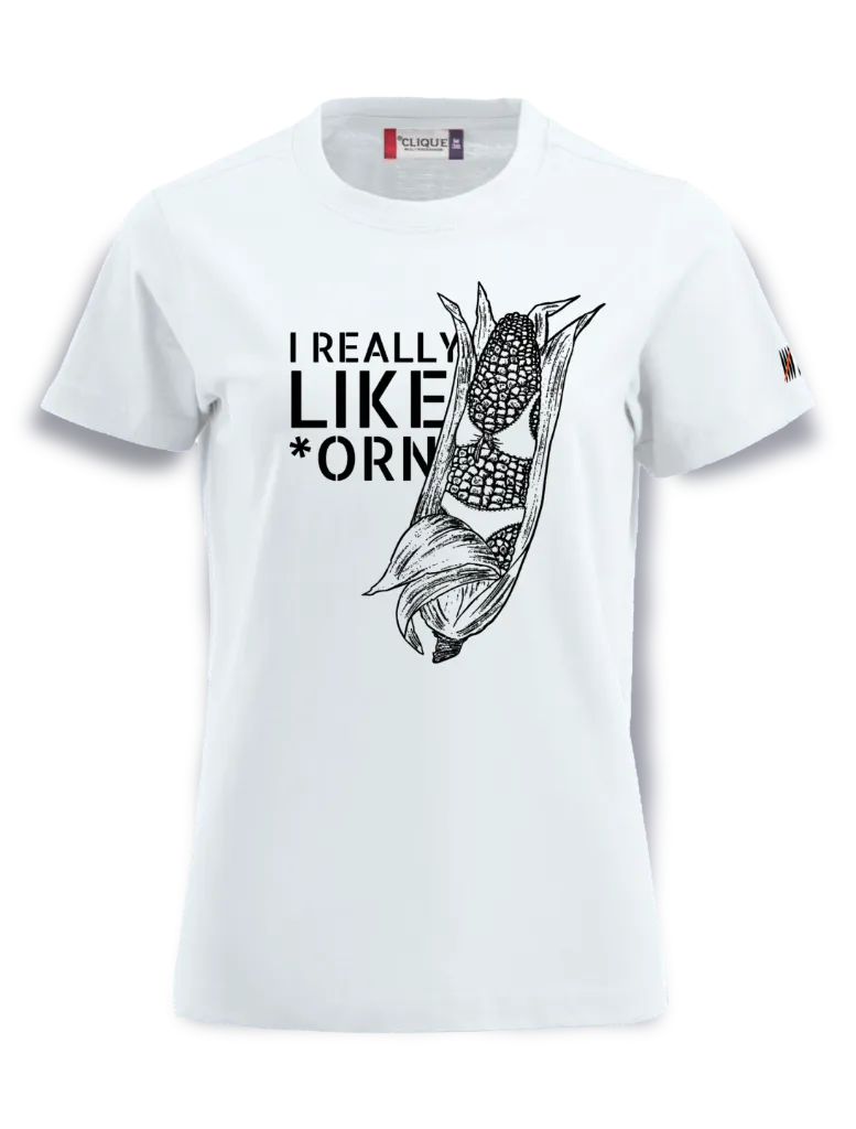 *orn L-S / Streetwear Damen T-Shirt (Weiß, S, Vorderseite)