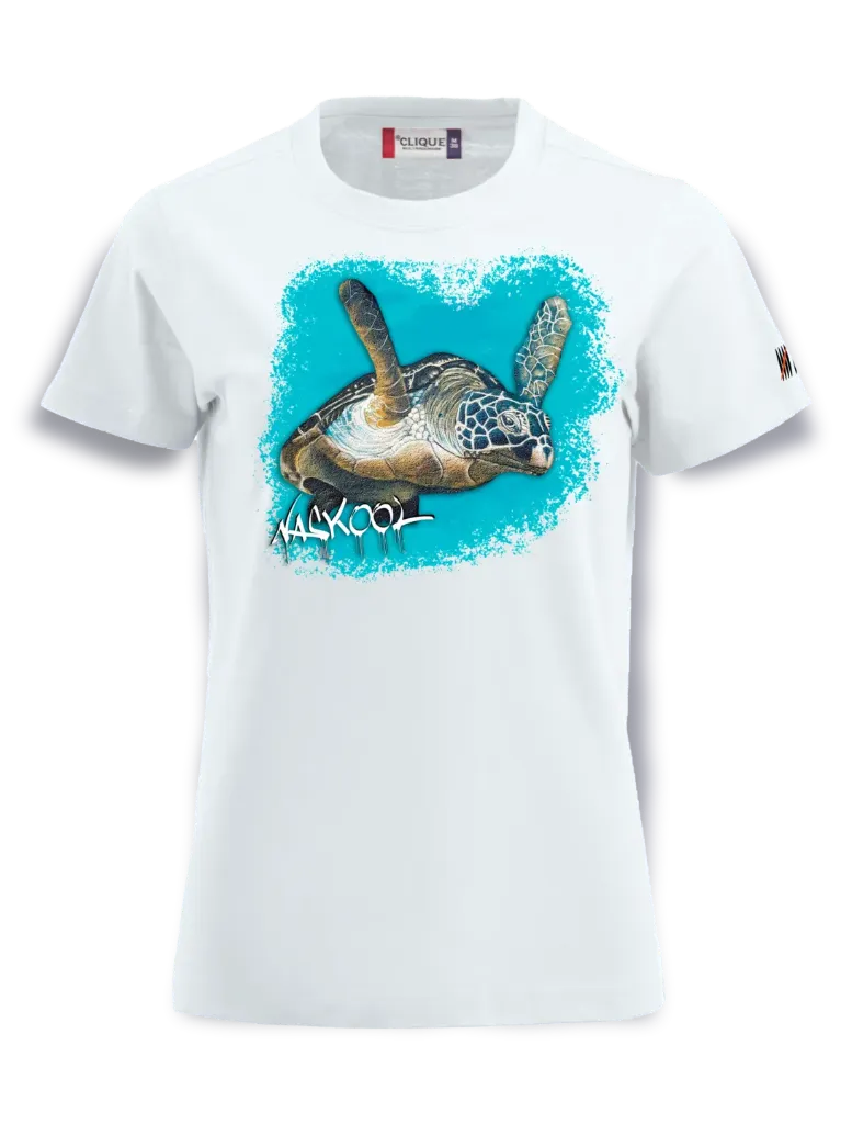 turtle L-S / Streetwear Damen T-Shirt (Weiß, S, Vorderseite)