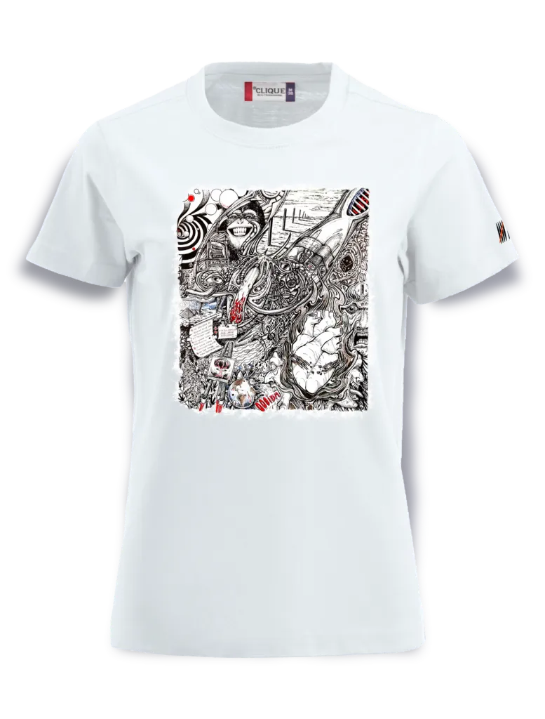 psychodelic 1 L-S / Streetwear Damen T-Shirt (Weiß, S, Vorderseite)