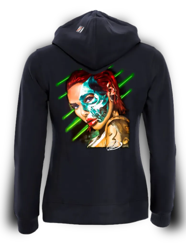 girl red skull L-H / Damen Hoodie (Dunkelblau, S)