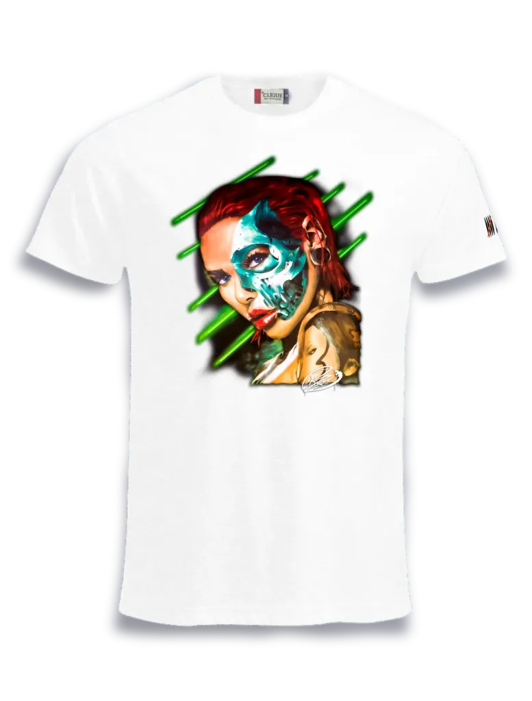 girl red skull M-S / Streetwear Herren T-Shirt (Weiß, S, Vorderseite)