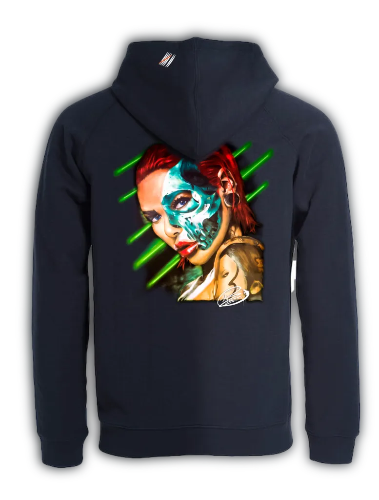 girl red skull M-H / Streetwear Herren Hoodie (Dunkelblau, S)